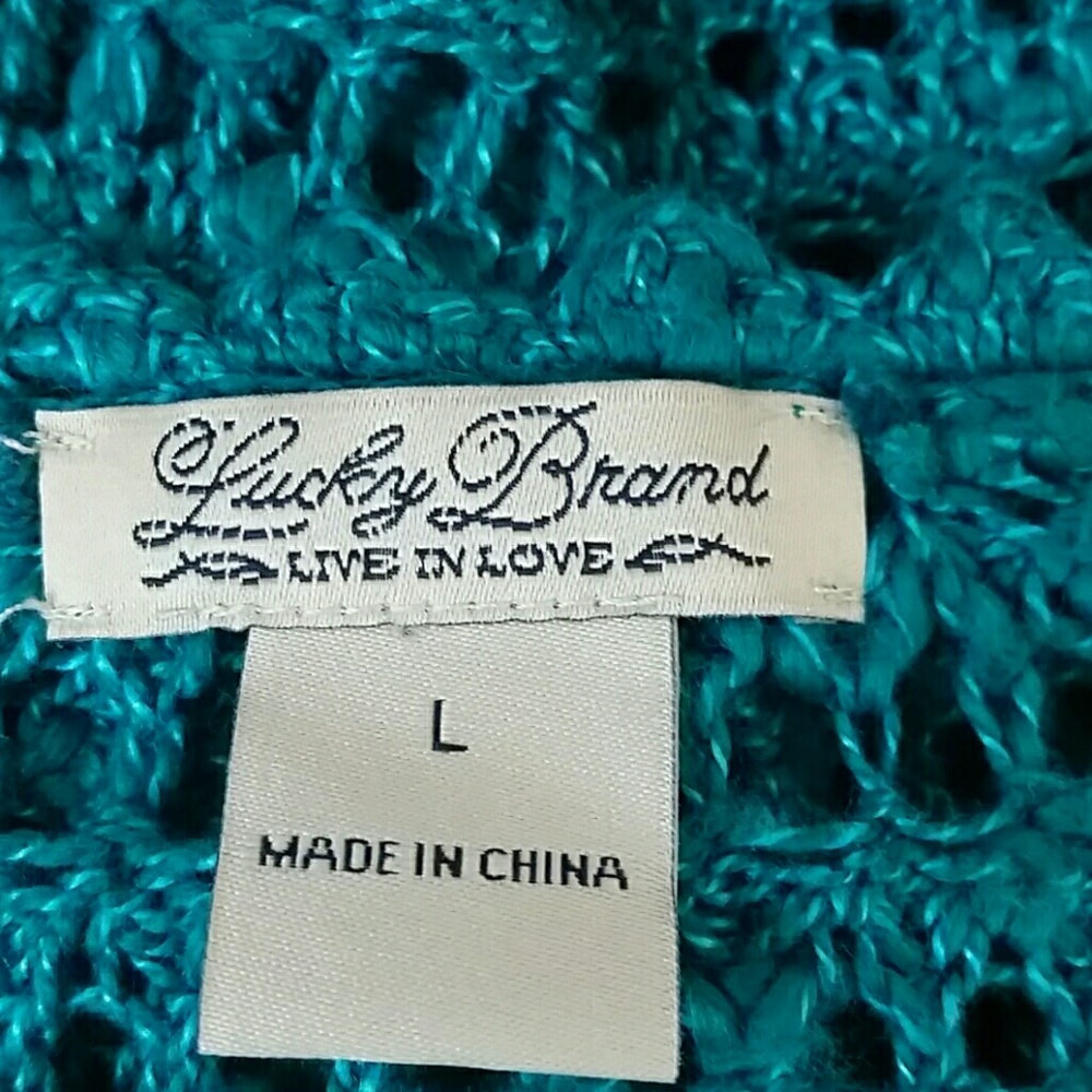 Lucky Brand dark teal / green sweater.   Sz L - Picture 3 of 3
